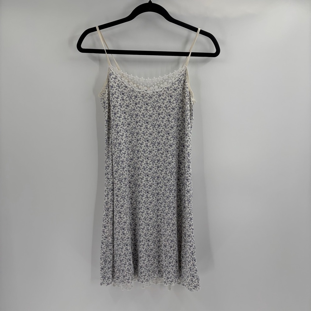 Y2K Vintage 2000s Romantic Girly Floral Lace Trim Nightgown Dress Size Medium